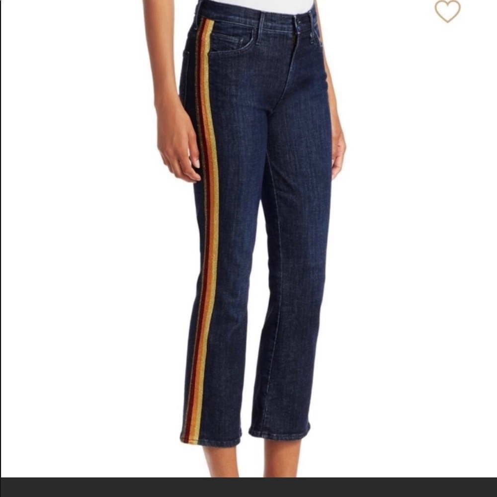 New MOTHER Insider Crop Jeans W. Glitter Stripes